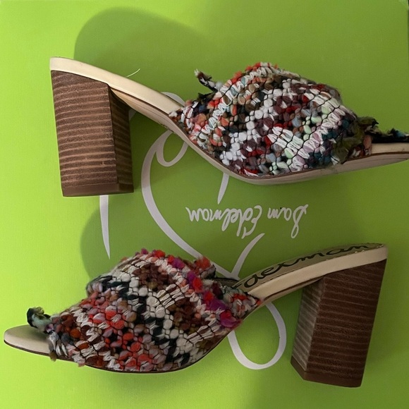 Sam Edelman Oda Slide Tweed Multicolor Knot Top Mule - Picture 8 of 14
